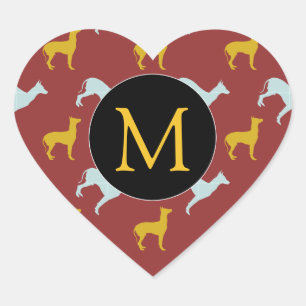 Dog Year Zodiac Birthday Monogram heart S Sticker