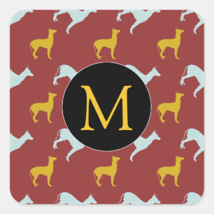 Dog Year Zodiac Birthday Monogram Square S Sticker