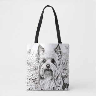 Dog Yorkshire Terrier Peaceful Nature Prairie Pet Tote Bag
