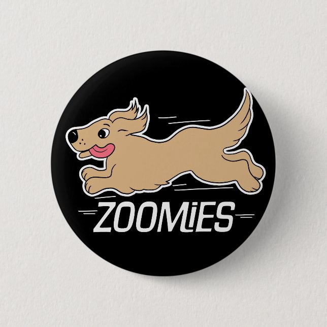 Dog Zoomies Funny Black 6 Cm Round Badge (Front)
