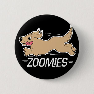 Dog Zoomies Funny Black 6 Cm Round Badge