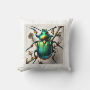 Dogbane beetle 100724IREF113 - Watercolor Cushion