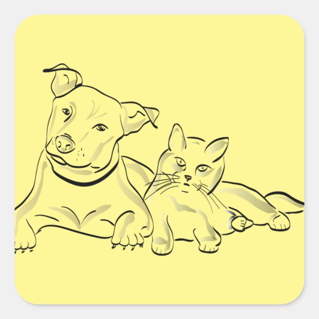 dogcat pet silhouette animal square sticker (Front)