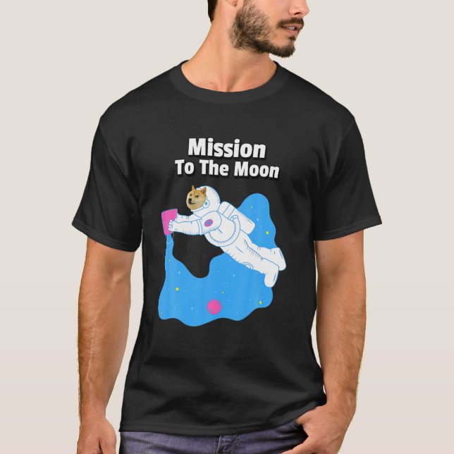 Doge-1 Mission To The Moon Dogecoin Hodl Funny Dog T-Shirt (Front)