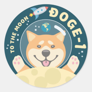 Doge 1 Moon Mission Patch  Button Classic Round Sticker