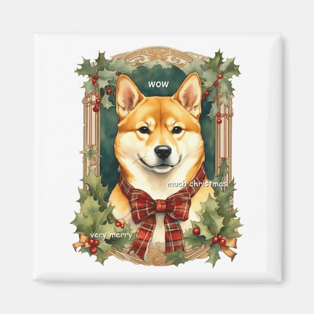 Doge Christmas Swea Shiba Inu Mens Long  Magnet (Front)