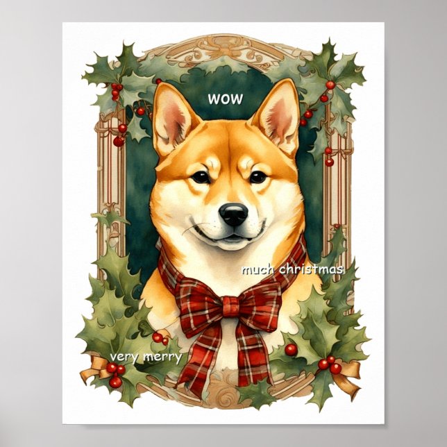 Doge Christmas Swea Shiba Inu Mens Long  Poster (Front)
