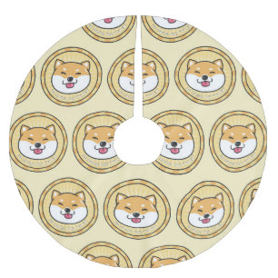 Doge Coin: Crypto Currency Background Brushed Polyester Tree Skirt