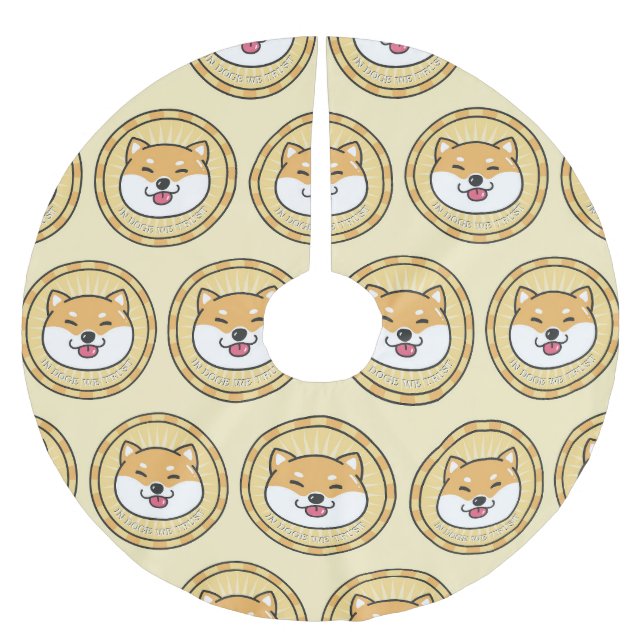 Doge Coin: Crypto Currency Background Brushed Polyester Tree Skirt (Front)