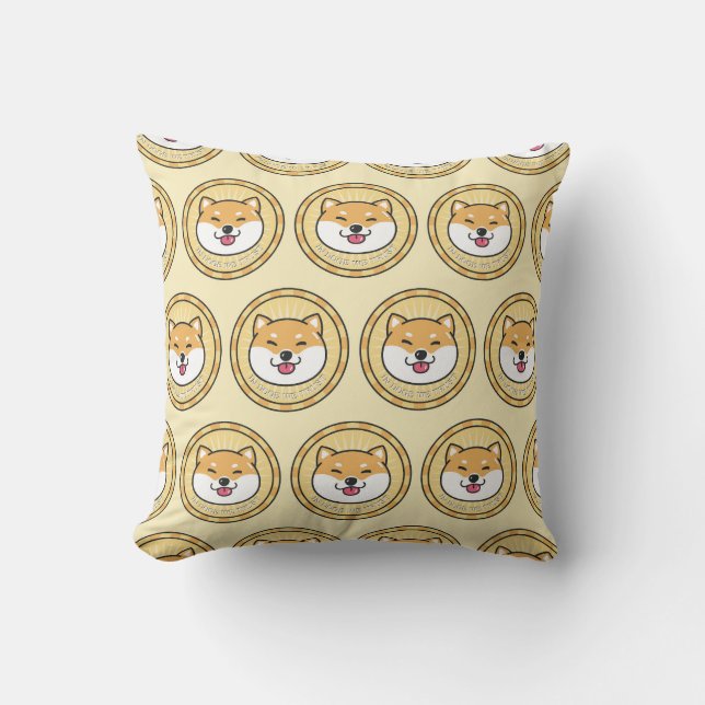 Doge Coin: Crypto Currency Background Cushion (Front)