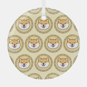 Doge Coin: Crypto Currency Background Glass Tree Decoration