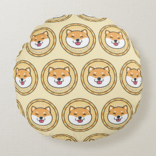 Doge coin cyrpto currency background round cushion