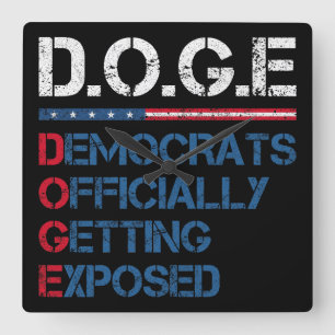 DOGE Department Of Government Efficiency Square Wall Clock