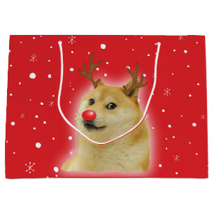 Doge Dogright Doggo Dog Christmas Meme Card red Large Gift Bag
