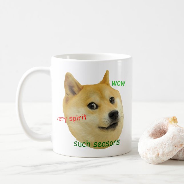 Doge Holiday Funny Meme Coffee Mug (With Donut)