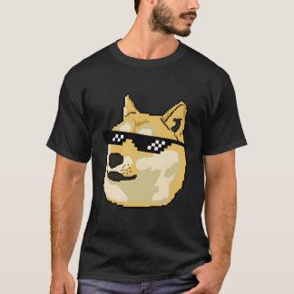 Doge In Deal With It Glasses Pixel Shiba Inu T-Shirt