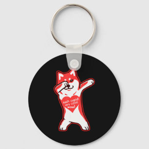 Doge Meme Valentines Day Shirt - Dabbing Shiba Inu Key Ring