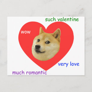 Doge Much Valentines Day Very Love Such Romantic Holiday Postcard