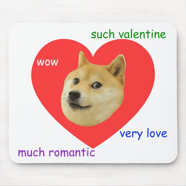 Doge Much Valentines Day Very Love Such Romantic Mouse Pad (Front)