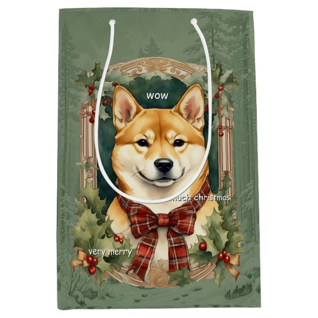Doge (Shiba Inu) Christmas  Medium Gift Bag (Front)