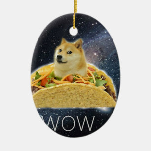 doge space taco meme ceramic tree decoration
