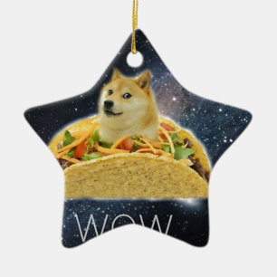 doge space taco meme ceramic tree decoration