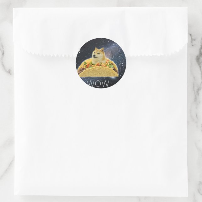 Doge space taco meme classic round sticker (Bag)