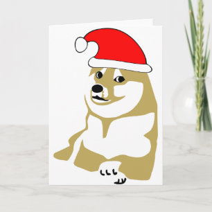 doge wow meme very xmas such hat many santa holiday card