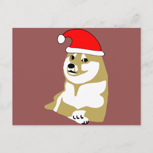 doge wow meme very xmas such hat many santa holiday postcard