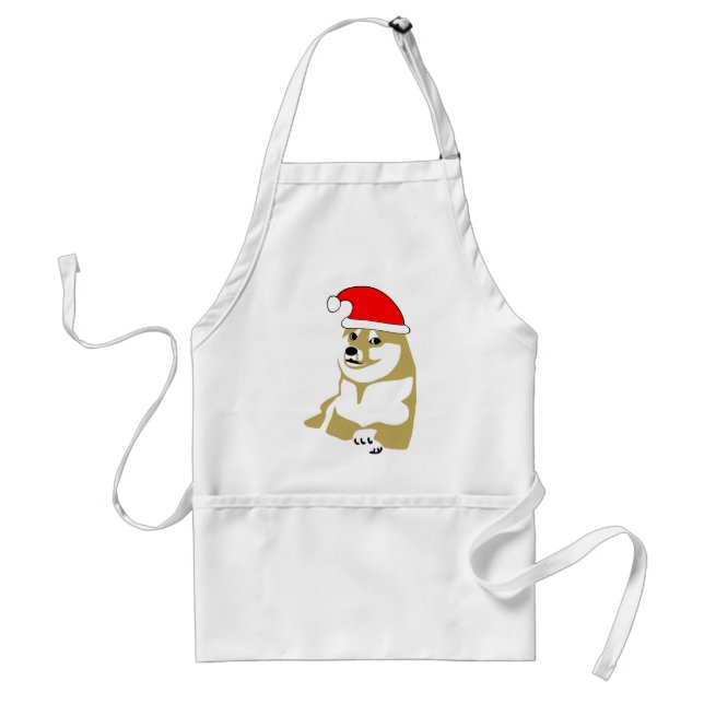doge wow meme very xmas such hat many santa standard apron (Front)