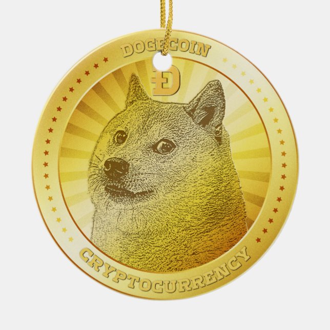 Dogecoin coin cryptocurrency ceramic ornament (Front)
