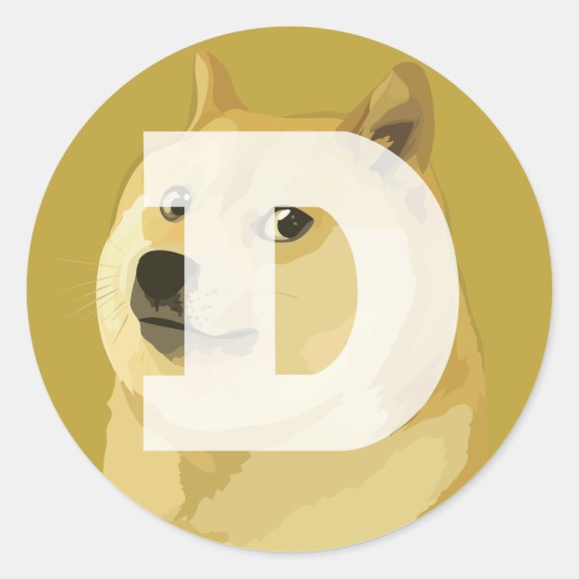 Dogecoin DOGE Classic Round Sticker (Front)