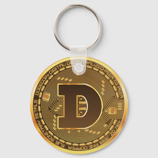 Dogecoin doge coin logo cryptocurrency key ring (Front)