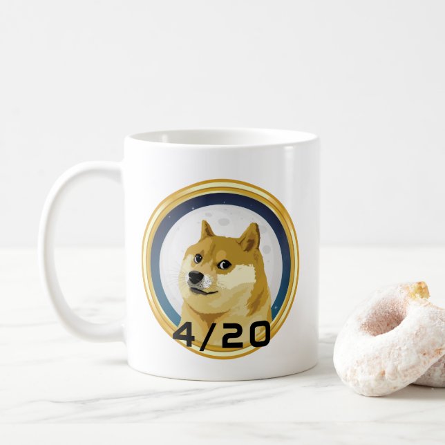 Dogecoin Doge Day 4/20 Stock Market Crypto Funny Coffee Mug (With Donut)