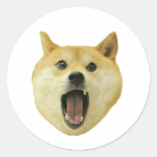 Dogecoin Doge Funny Face Dog Classic Round Sticker