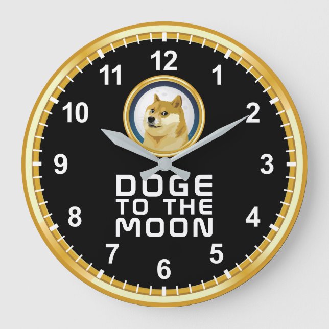 Dogecoin Doge To The Moon Stock Market Crypto Hodl Large Clock (Front)