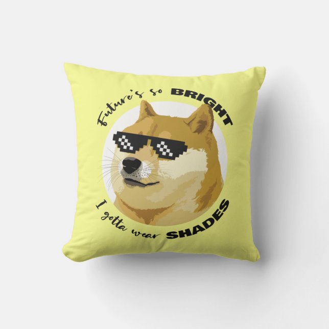 Dogecoin Future Sunglasses Stock Market Crypto Cushion (Front)