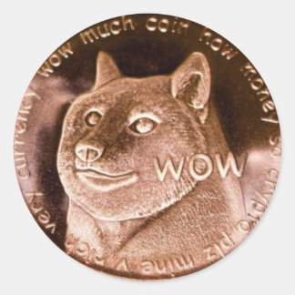 Dogecoin Gold Coin Wow Classic Round Sticker