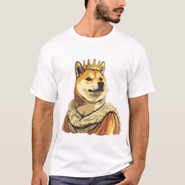 Dogecoin King Crypto Meme Cartoon Tshirt (Front)