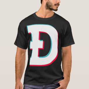 Dogecoin Social Media App blue pink glitch modern  T-Shirt