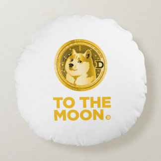 Dogecoin te the moon round cushion