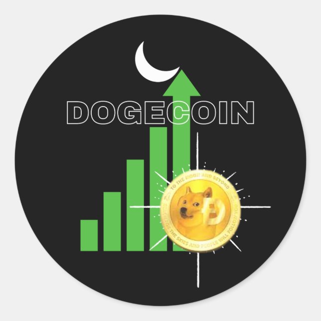 Dogecoin to the Moon Crypto   Classic Round Sticker (Front)