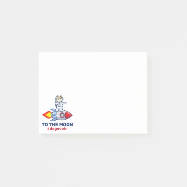 Dogecoin To The Moon Rocket Man Space Doge Crypto Post-it Notes (Front)