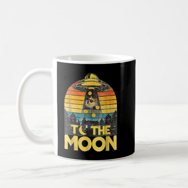 Dogecoin UFO To The Moon Distressed Rich Dog in Sh Coffee Mug (Left)