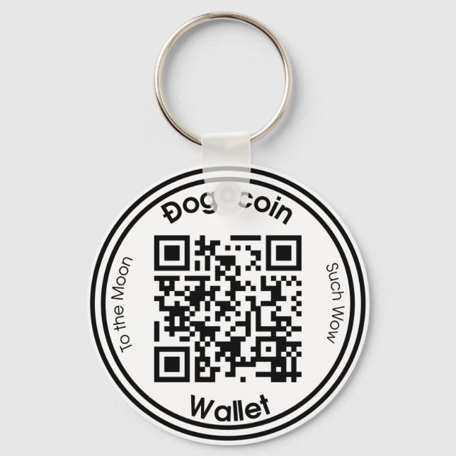 Dogecoin Wallet QR Code Round Key Ring (Front)