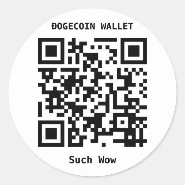 Dogecoin Wallet QR Code Simple Stickers (Front)