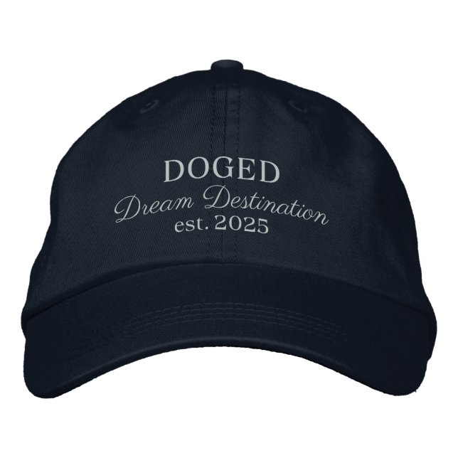 DOGED Dream Destination Embroidered Cap -grey text (Front)