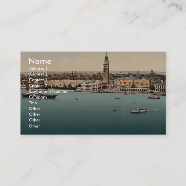 Doges' Palace, Venice, Italy vintage Photochrom Business Card (Front)