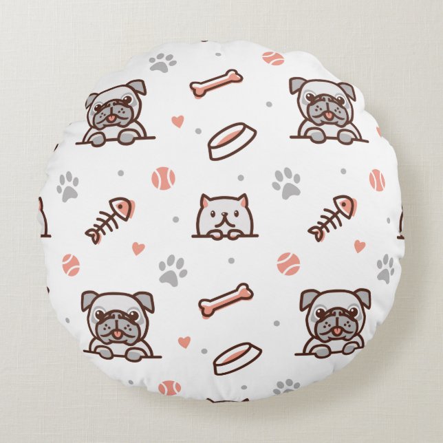 Dogg Mix Round Cushion (Front)