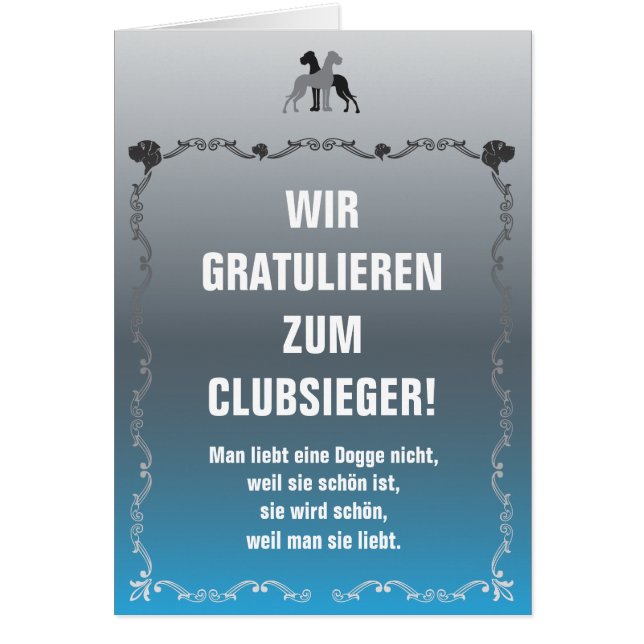 Doggen Sieger Grußkarte (Front)